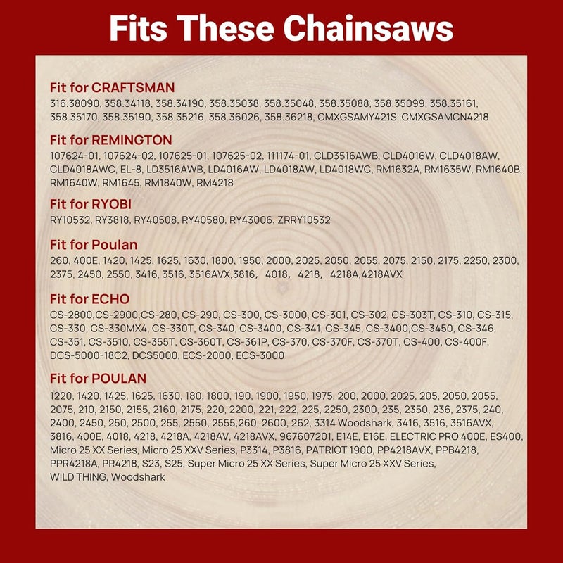 PETOX 18 Inch Chainsaw Chain 3/8" LP Pitch, .050'' Gauge, 62 Drive Links, Low kickback, Fit for Craftsman, Remington, Greenworks, Earthwise, Echo, Husqvarna Chainsaws and More - S62 (3 Pack) - Image 5